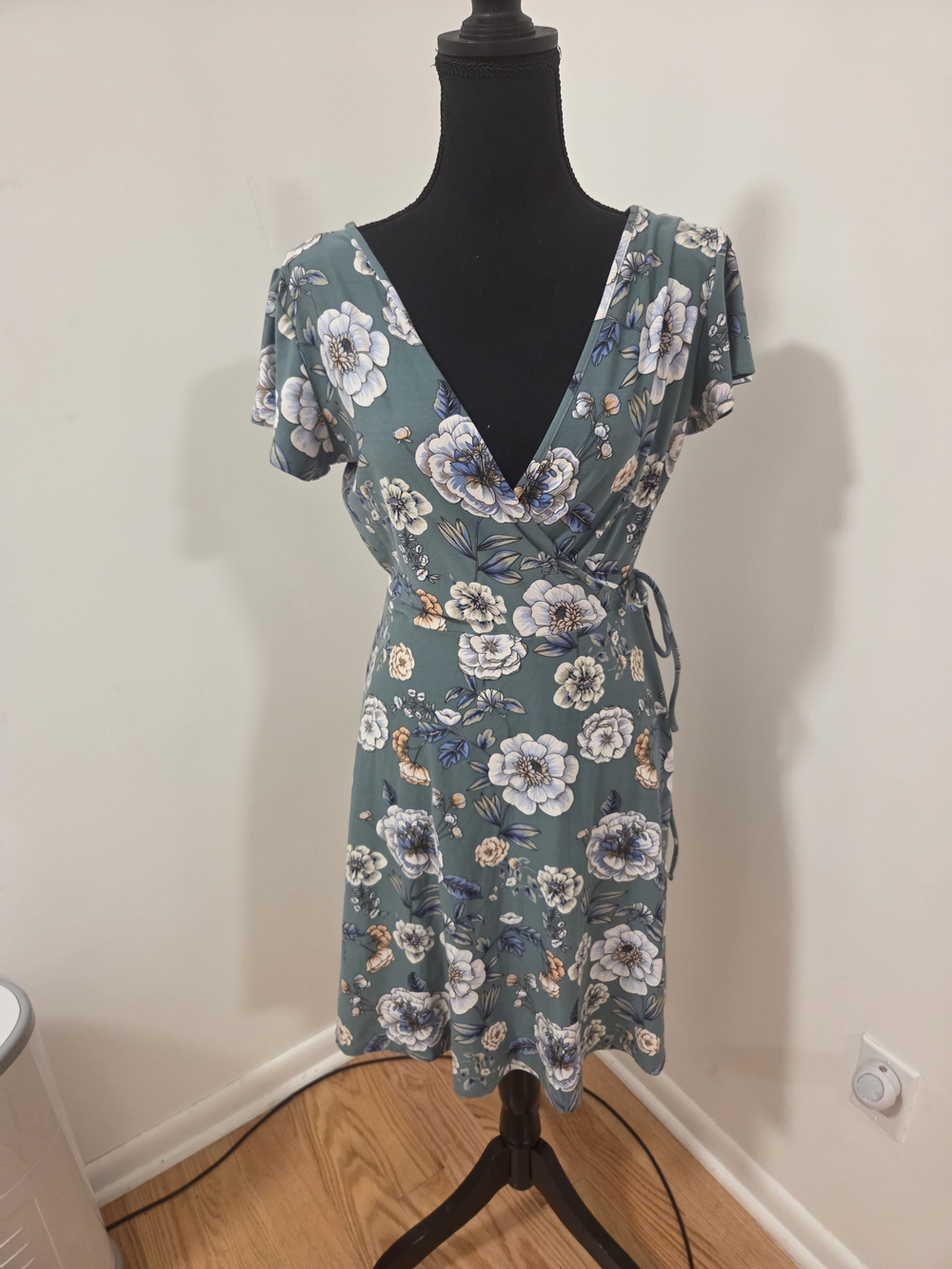 Kaileigh Teal Floral Wrap Dress